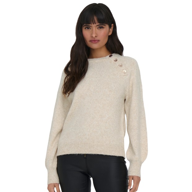 Only Camisola Onlemma Life Ls Button Oneck Knt Noos Pumice Stone