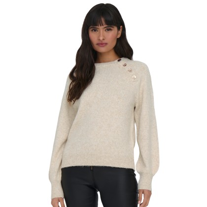 Only Camisola Onlemma Life Ls Button Oneck Knt Noos Pumice Stone