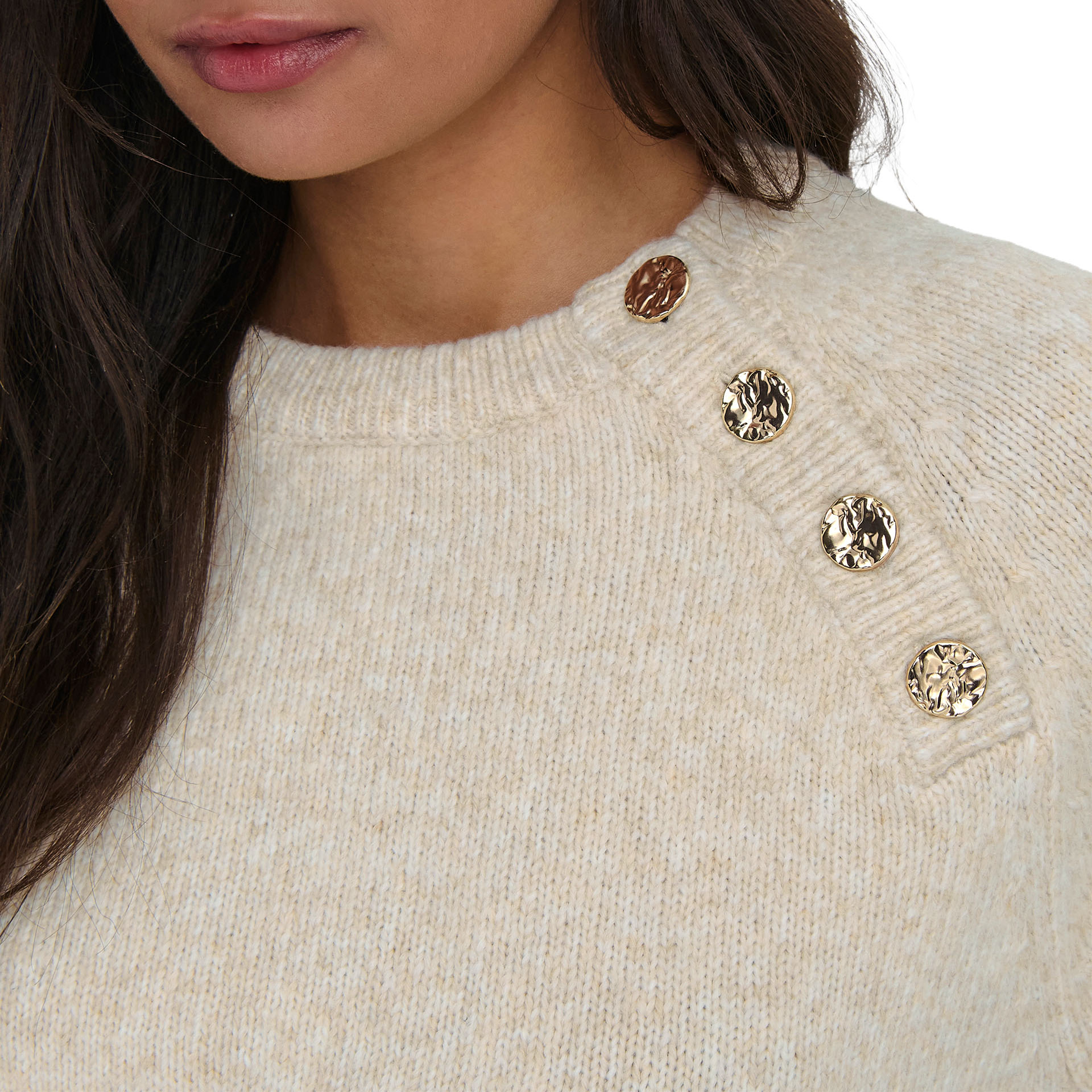 Only Camisola Onlemma Life Ls Button Oneck Knt Noos Pumice Stone