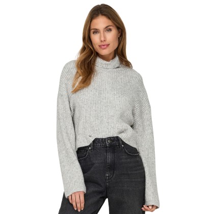Only Onlmelanie L/s Rollneck Pullover Kntnoos Light Grey Melange