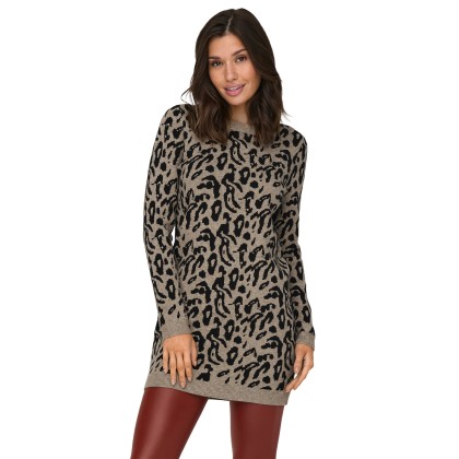 Only  Vestido Jenni  Knt Nca Fossil Black Leo