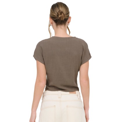 Only Camisa Siesta Knot Lin Walnut Only Camisa Siesta Knot Lin Walnut