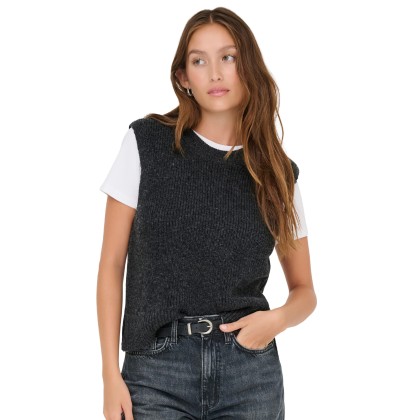 Only  Colete Paris Life Sl Slit Knt Dark Grey Melange