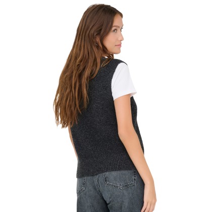 Only  Colete Paris Life Sl Slit Knt Dark Grey Melange