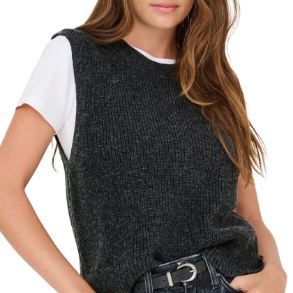 Only  Colete Paris Life Sl Slit Knt Dark Grey Melange