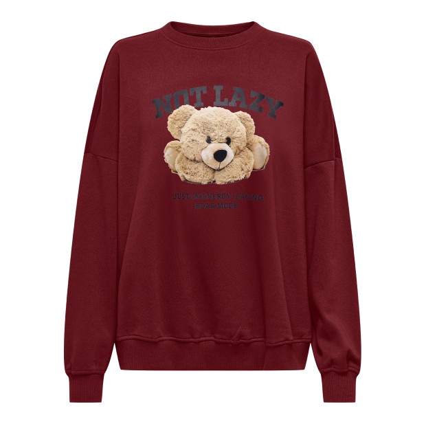 Only Sweat Bila Bear O-Neck Swt Cabernet Lazy