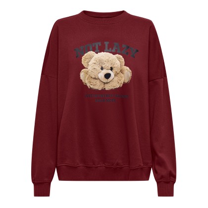 Only  Sweat Bila  Bear O-Neck Swt Cabernet Lazy