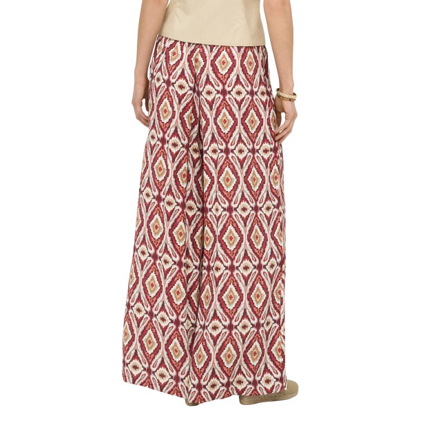 Only Calça Gini Mikasi Wide Pull Up Brick Red Abstract Squares