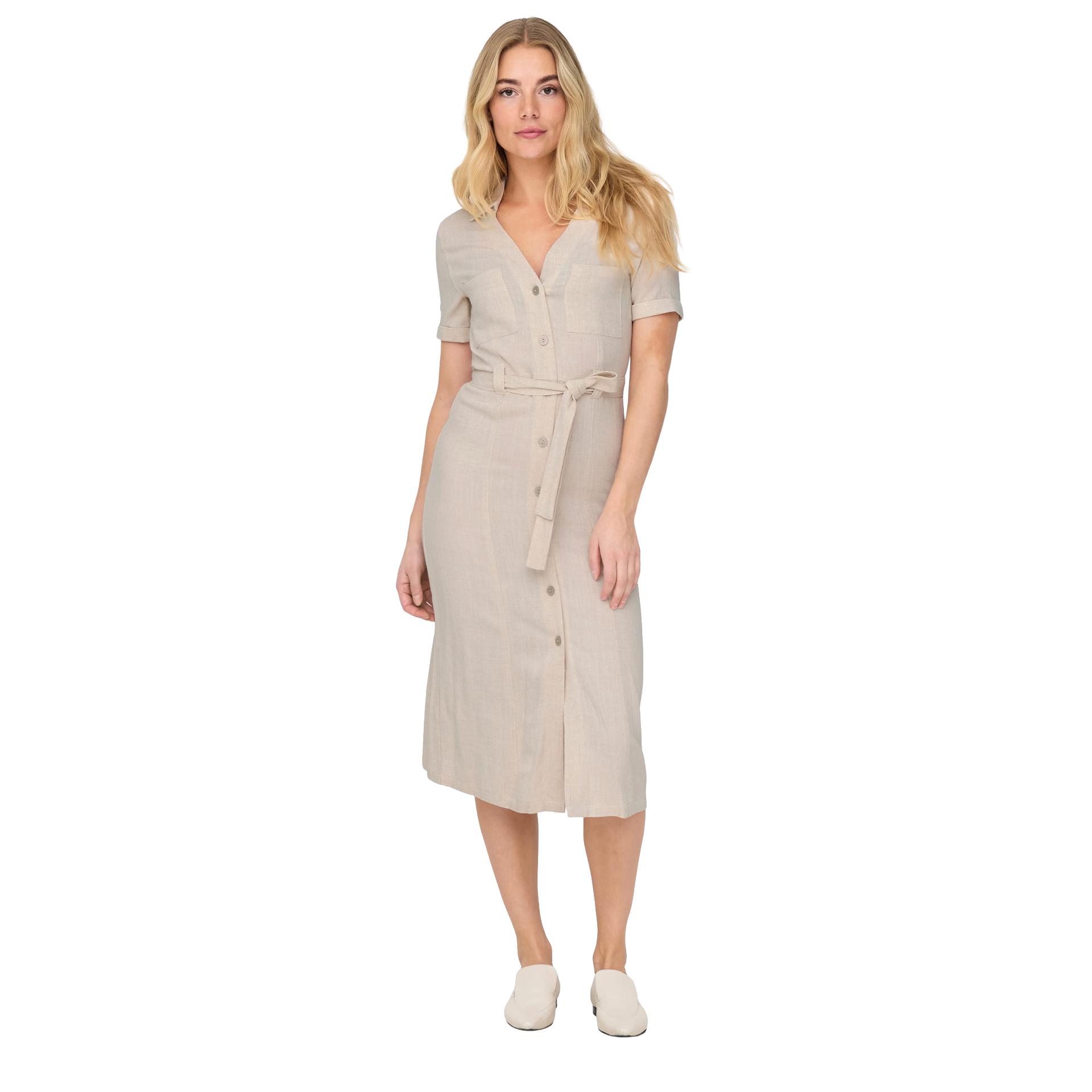 Only Vestido Siesta Linen Moonbeam