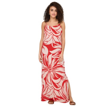 Only Onlmilly S/l Long Dress Ptm Flame Scarlet Miley Mega Flower