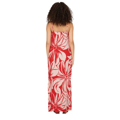 Only Onlmilly S/l Long Dress Ptm Flame Scarlet Miley Mega Flower