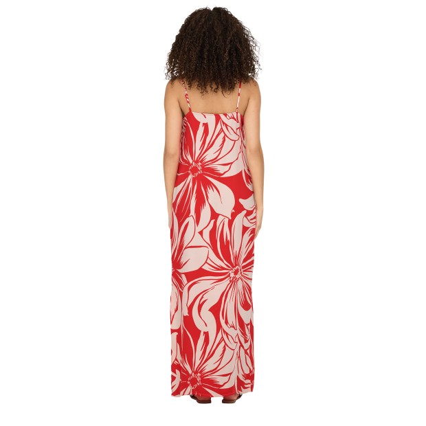 Only Onlmilly S/l Long Dress Ptm Flame Scarlet Miley Mega Flower