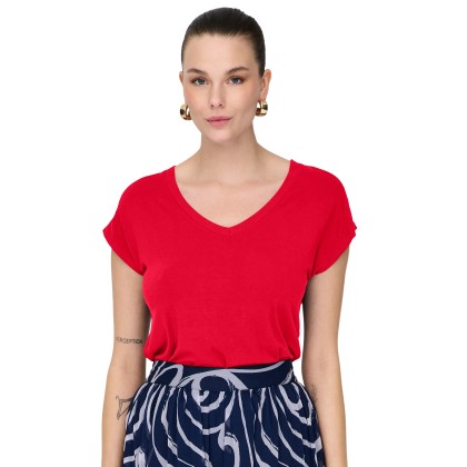 Only Onlrilla S/s V-neck Top Jrs True Red