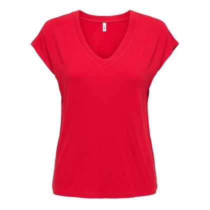 Only Onlrilla S/s V-neck Top Jrs True Red