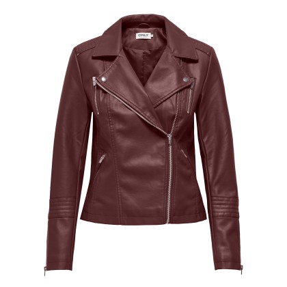 Only Casaco Gemma Faux Leather Biker Decadent Chocolate