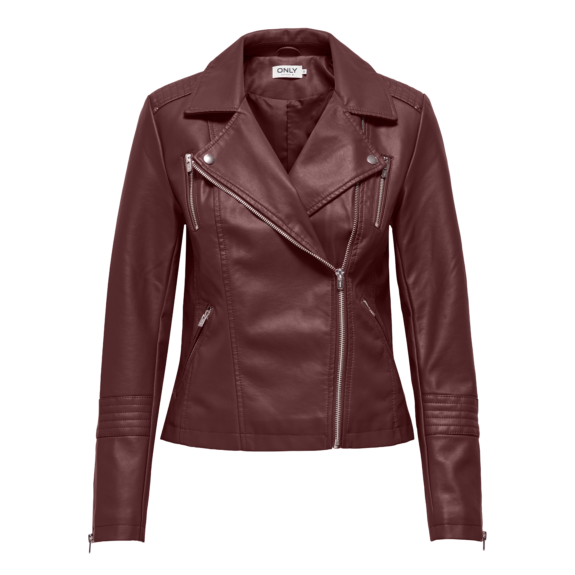 Only Casaco Gemma Faux Leather Biker Decadent Chocolate