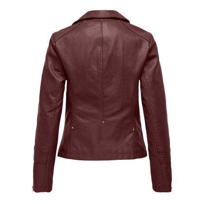 Only Casaco Gemma Faux Leather Biker Decadent Chocolate