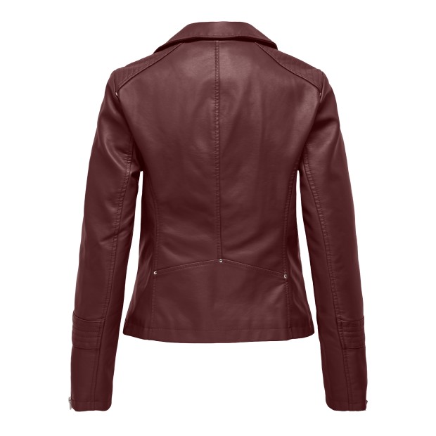 Only Casaco Gemma Faux Leather Biker Decadent Chocolate