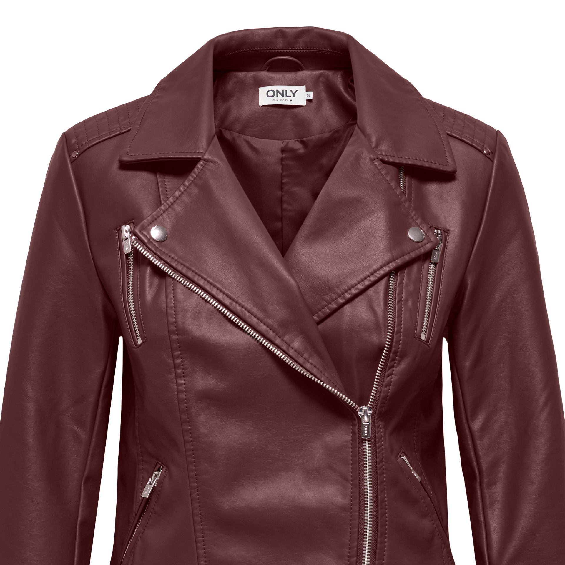 Only Casaco Gemma Faux Leather Biker Decadent Chocolate
