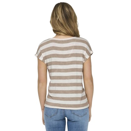 Only Top T-shirt Lira V-neck Mocha Meringue Cloud Dancer