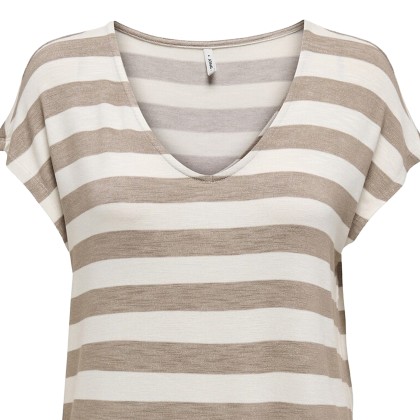 Only Top T-shirt Lira V-neck Mocha Meringue Cloud Dancer