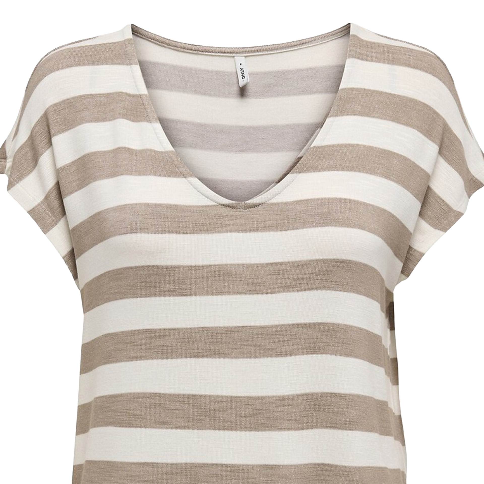 Only Top T-shirt Lira V-neck Mocha Meringue Cloud Dancer