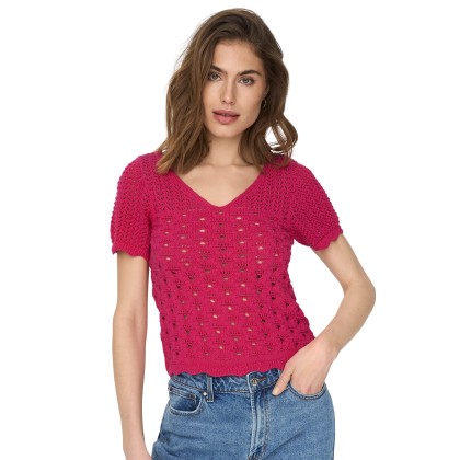 Only Blusa Becca Life Ss V-neck Very Berry