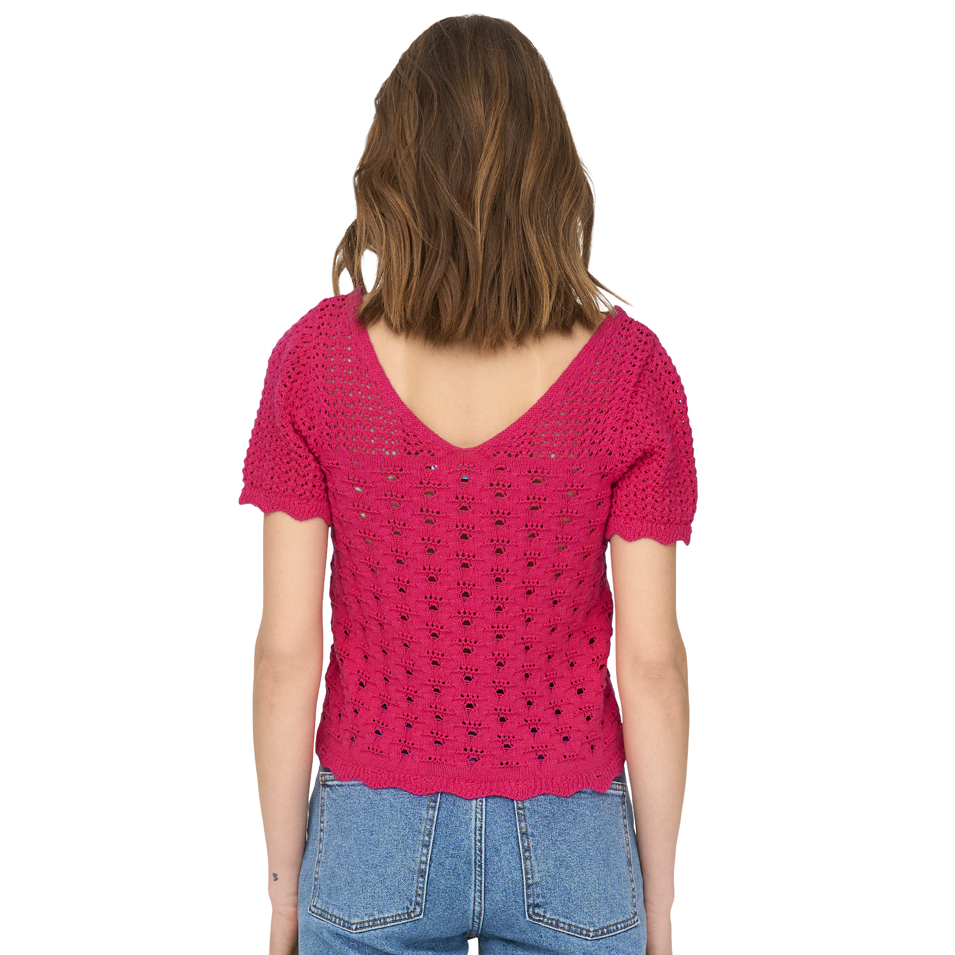 Only Blusa Becca Life Ss V-neck Very Berry