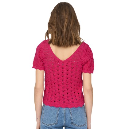 Only Blusa Becca Life Ss V-neck Very Berry