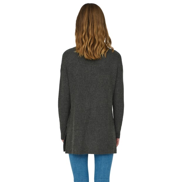 Only Camisola Katia Loose Rib High-neck Knt Dark Grey Melange