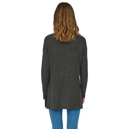 Only Camisola Katia Loose Rib High-neck Knt Dark Grey Melange