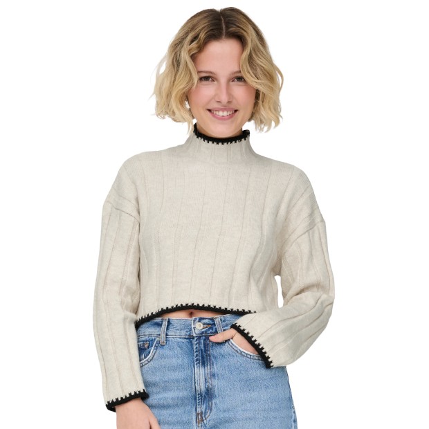 Only  Camisola Chick Stitch  Highneck Knt  Pumice S