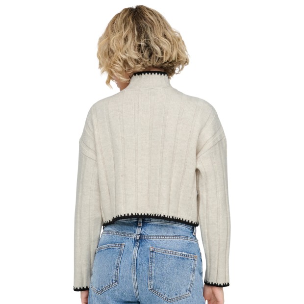 Only  Camisola Chick Stitch  Highneck Knt  Pumice S