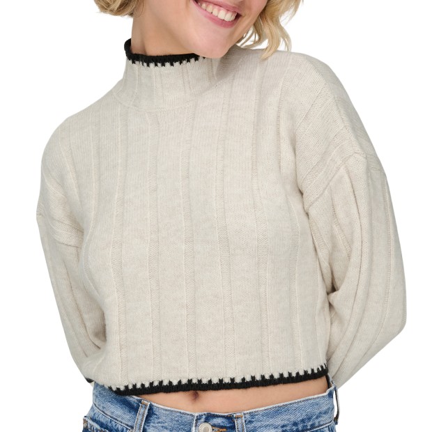 Only  Camisola Chick Stitch  Highneck Knt  Pumice S