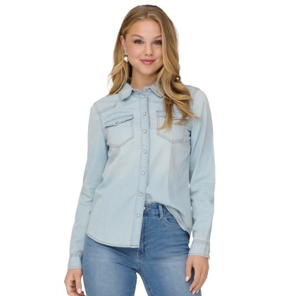 Only Camisa Alexa Light Blue Denim Only Camisa Alexa Light Blue Denim