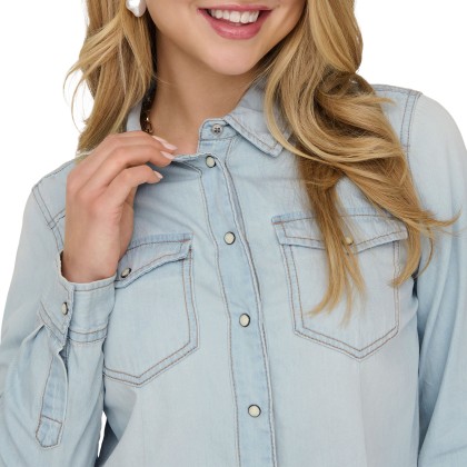 Only Camisa Alexa Light Blue Denim Only Camisa Alexa Light Blue Denim