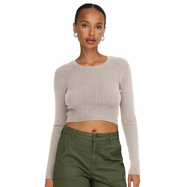 Only Camisola Karol Ls Crop O-neck Pumice