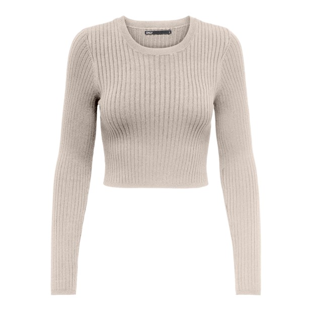 Only Camisola Karol Ls Crop O-neck Pumice