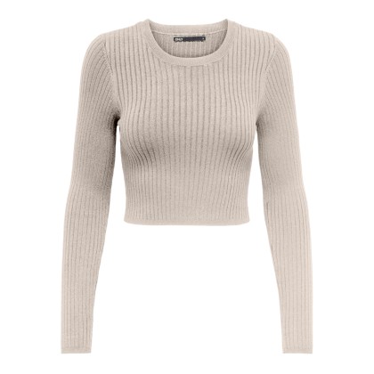 Only Camisola Karol Ls Crop O-neck Pumice