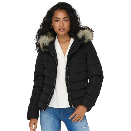 Only Casaco Ellan Quilt Hood Life Black Nature Fur Only Casaco Ellan Quilt Hood Life Black Nature Fur