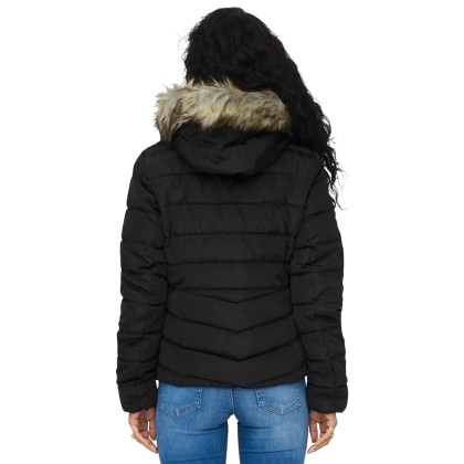 Only Casaco Ellan Quilt Hood Life Black Nature Fur Only Casaco Ellan Quilt Hood Life Black Nature Fur