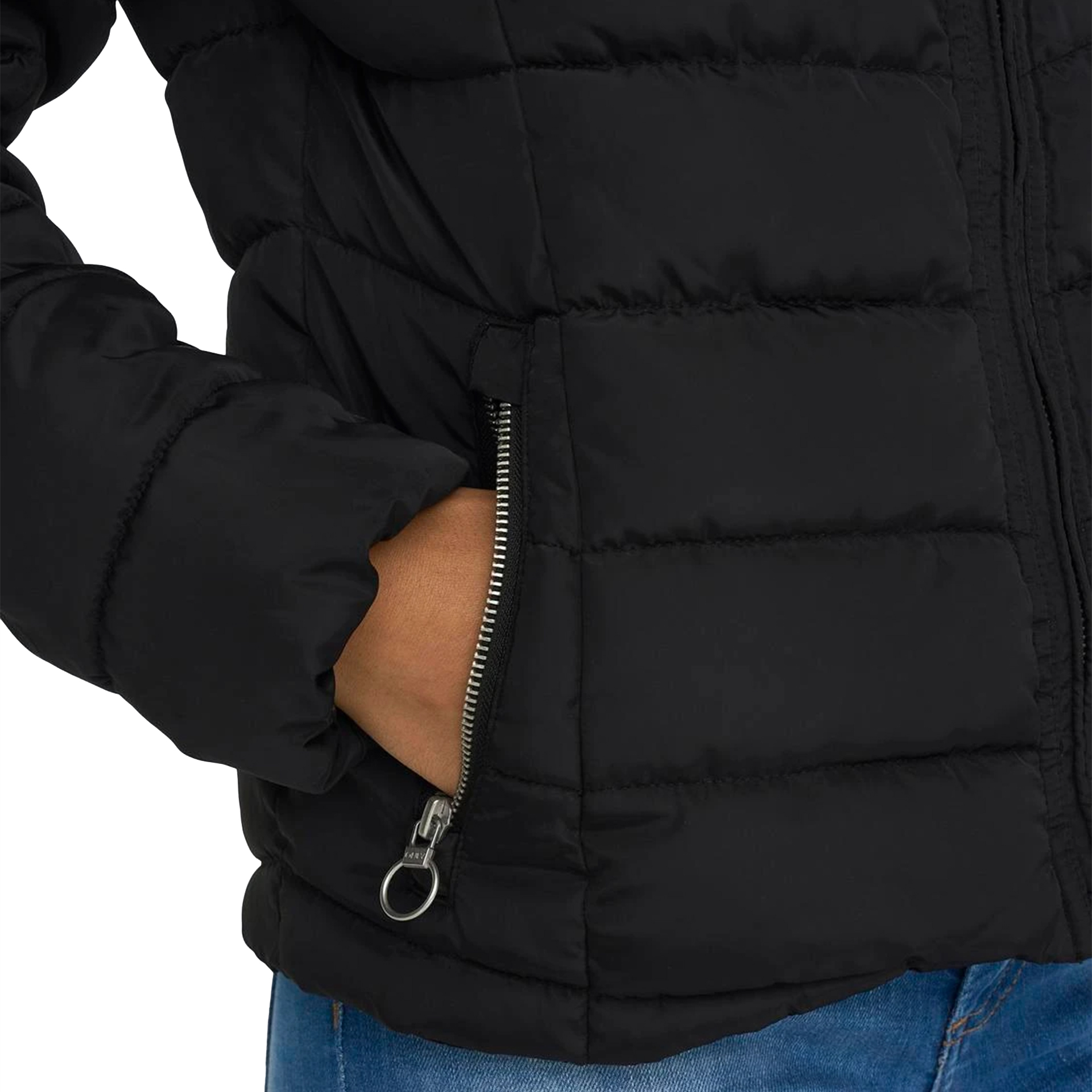 Only Casaco Ellan Quilt Hood Life Black Nature Fur