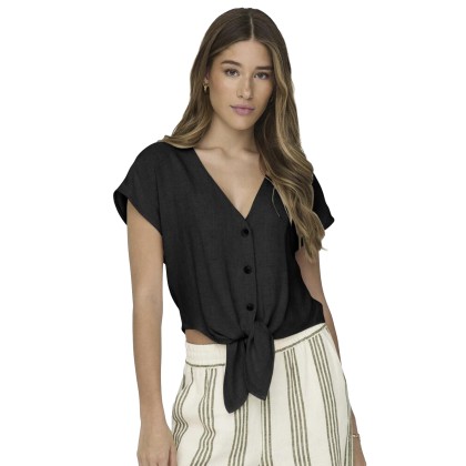 Only Camisa Siesta Knot Lin Black