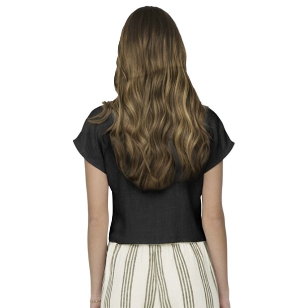 Only Camisa Siesta Knot Lin Black