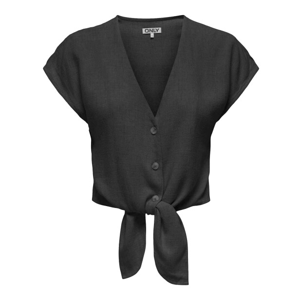 Only Camisa Siesta Knot Lin Black