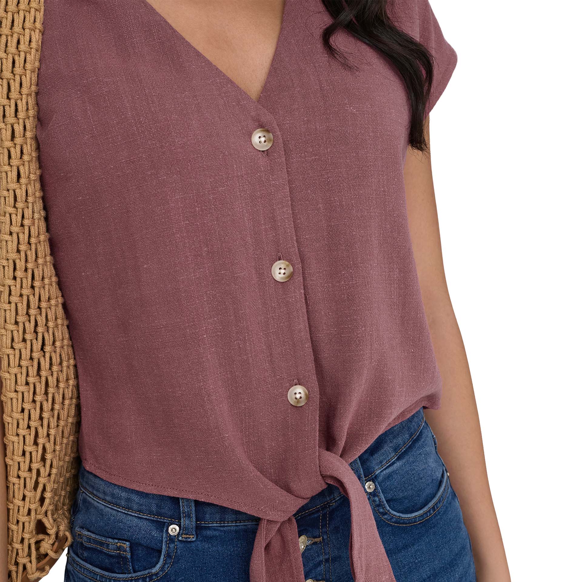 Only Camisa Siesta Knot Lin Rose Brown
