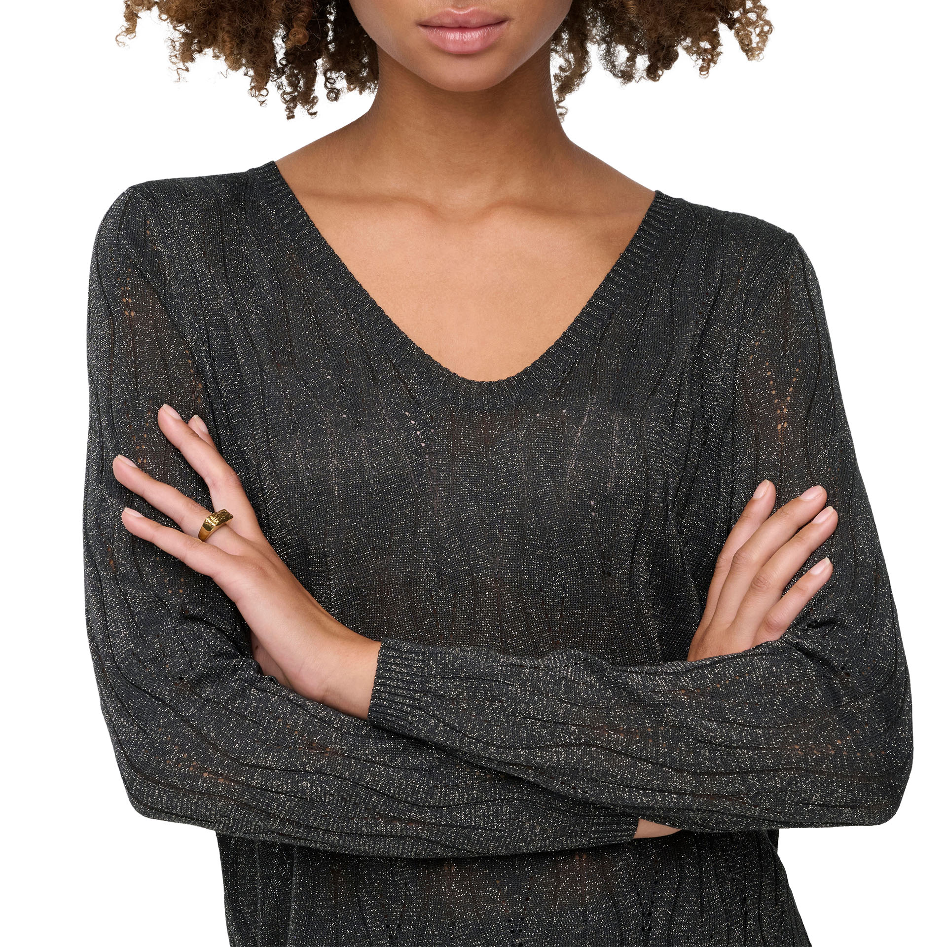 Only Camisola Mella Glitter V-Neck Knt Ph