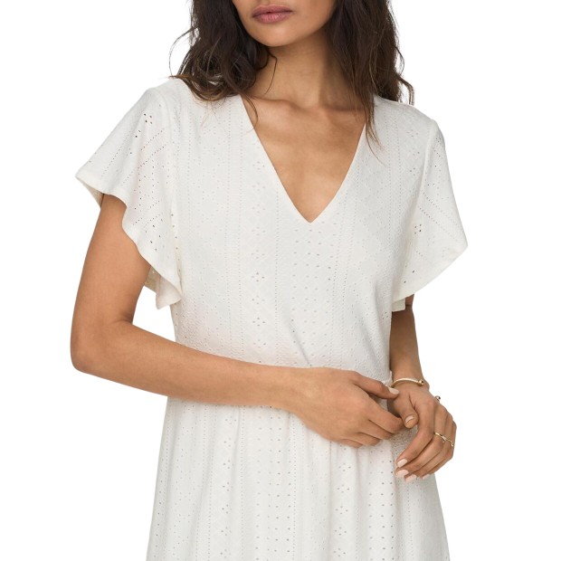 Only Vestido Sandra V-neck Cloud Dancer