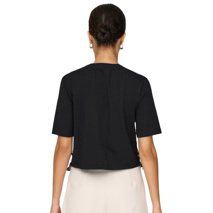Only T-shirt Filippa Tassel Black Black Tape + Gold Sequins