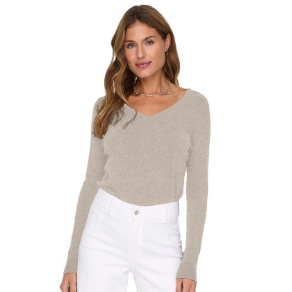 Only  Camisola Venice Life  Vneck Pullo Knt  Whitec